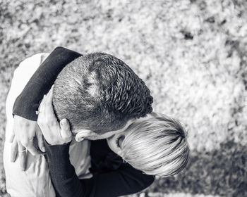 High angle view of man and woman