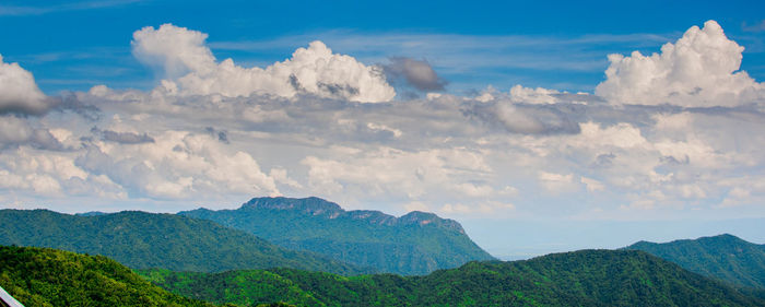 Panoramic view of mountains against sky