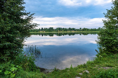 Scenic view of lake against sky