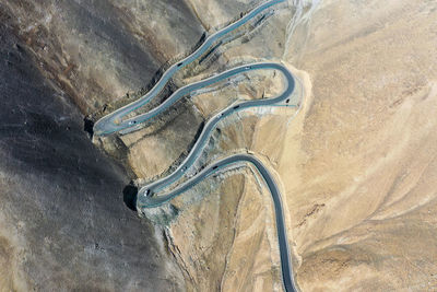 High angle view of zebra crossing on road