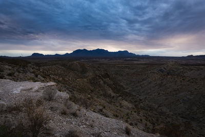 Scenic view of mountains against sunset sky in big bend national park, texas