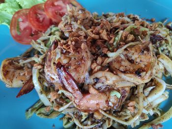 High angle view of meal served in plate