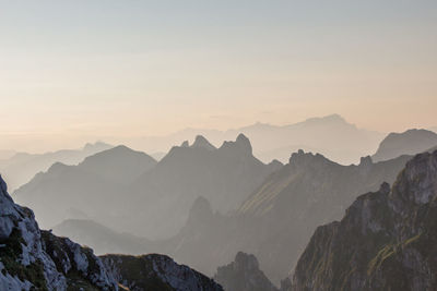 High angle view of rocky mountains against the sky