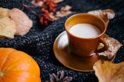 Close-up of tea served on table