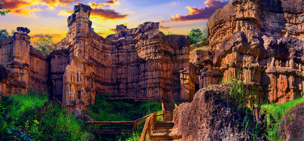 Cliff stone of pha chor is tourist attraction place at mae wang national parks in thailand