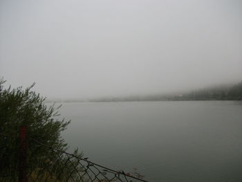 Scenic view of lake against clear sky
