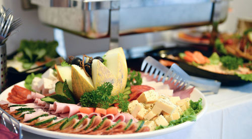 Close-up of meal served in plate