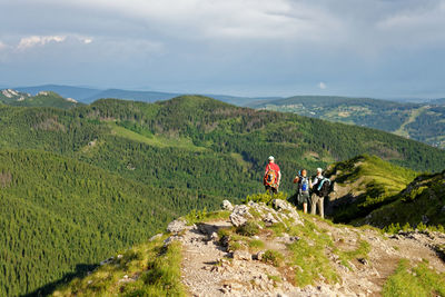 Panoramic view of agricultural landscape against sky