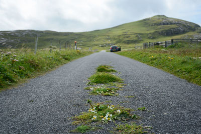 Country road passing through field