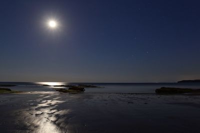 Scenic view of sea against sky at night