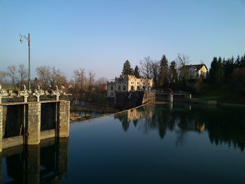 Reflection of built structure in water