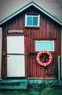 Closed door of building