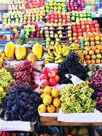 High angle view of fruits for sale at market stall