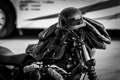 Close-up of man riding motorcycle