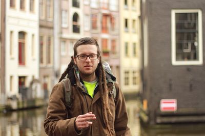 Portrait of young man in warm clothing