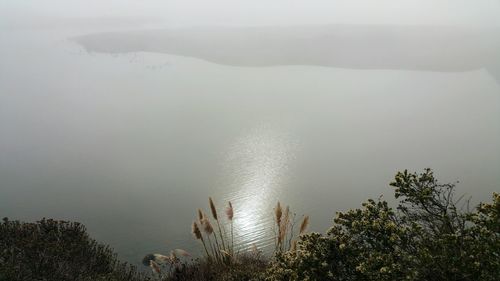 High angle view of ocean against sky