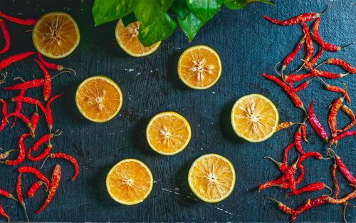 Directly above shot of orange fruits