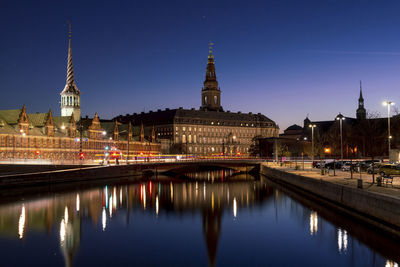 Copenhagen city view at christianborg palace, at dusk