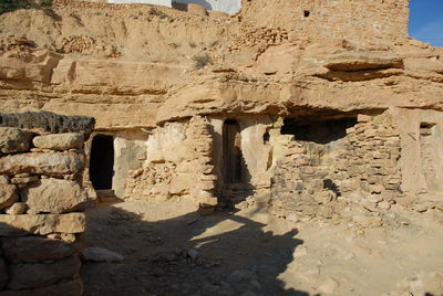 Close-up of ruined structures