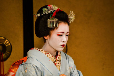 Portrait of woman looking away