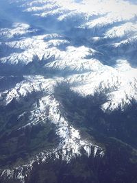 Scenic view of snow covered mountains