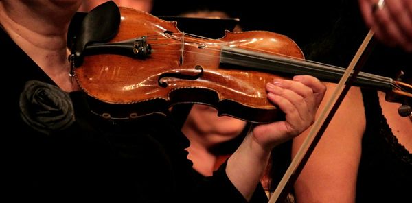 Cropped image of hand holding violin