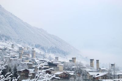 View of snow covered town during winter