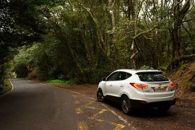 Cars parked on road