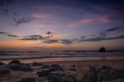 Scenic view of sea against sky during sunset