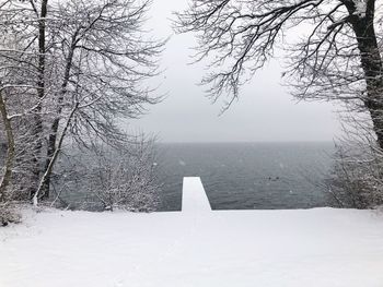 Scenic view of snow covered land