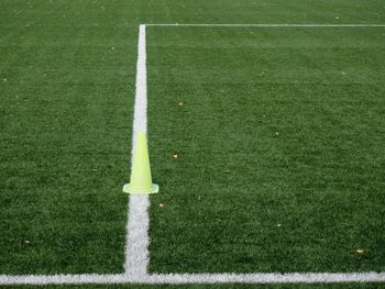 High angle view of umbrella on field