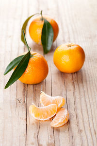 Close-up of oranges on table