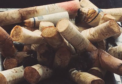 Close-up of stack of firewood