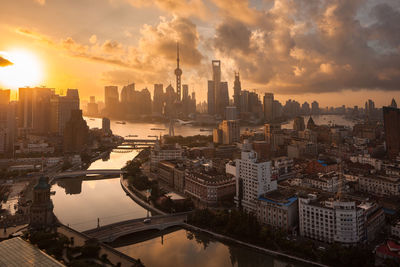 High angle view of city