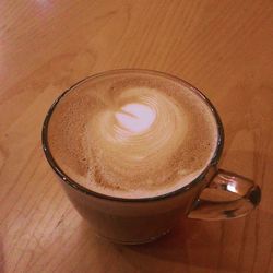 Close-up of coffee cup on table