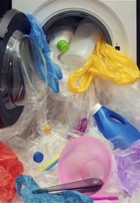 High angle view of toys on table