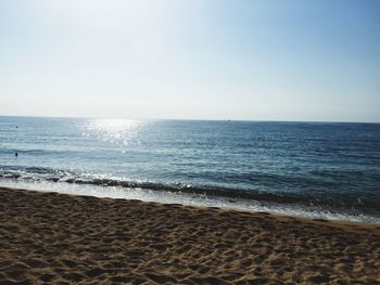 Scenic view of sea against clear sky