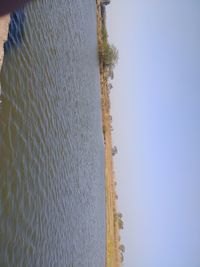 High angle view of lake against sky