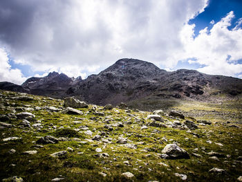 Scenic view of mountains against sky