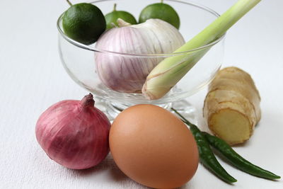 Close-up of vegetables in plate on table