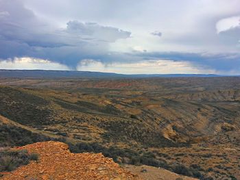 Scenic view of landscape against cloudy sky