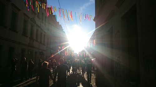 People walking on city street