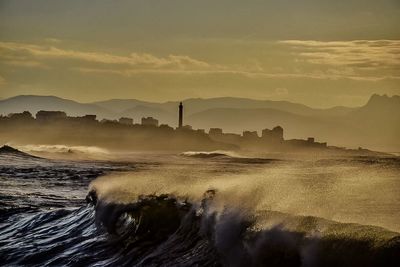 Scenic view of sea during sunset