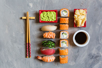 Directly above shot of food on table