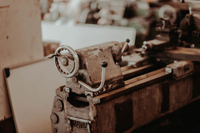 Close-up of old machine part