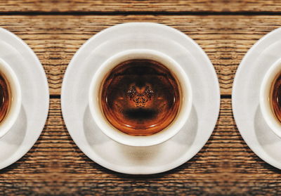 Directly above shot of coffee cup on table