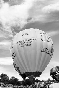 Low angle view of hot air balloon against sky