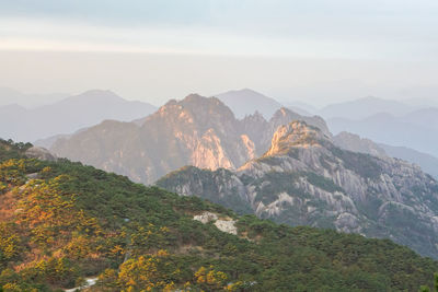 Scenic view of mountains against clear sky