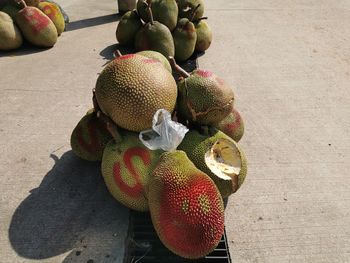 High angle view of fruits on table