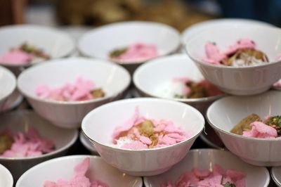 Close-up of ice cream in bowl on table